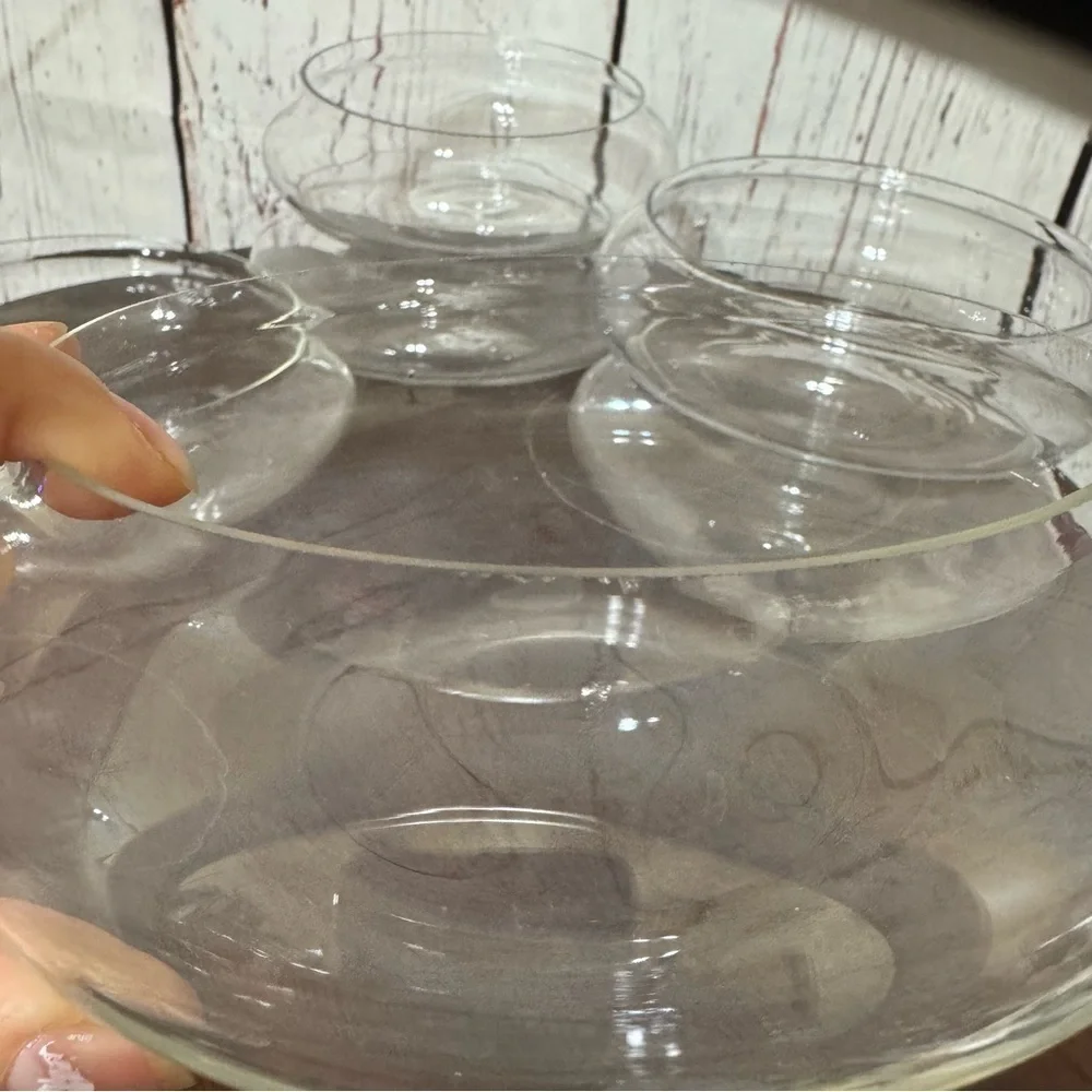 Shallow Glass Bowl Floral Vase or Terrarium 7 Pc lot Used for Table Centerpieces